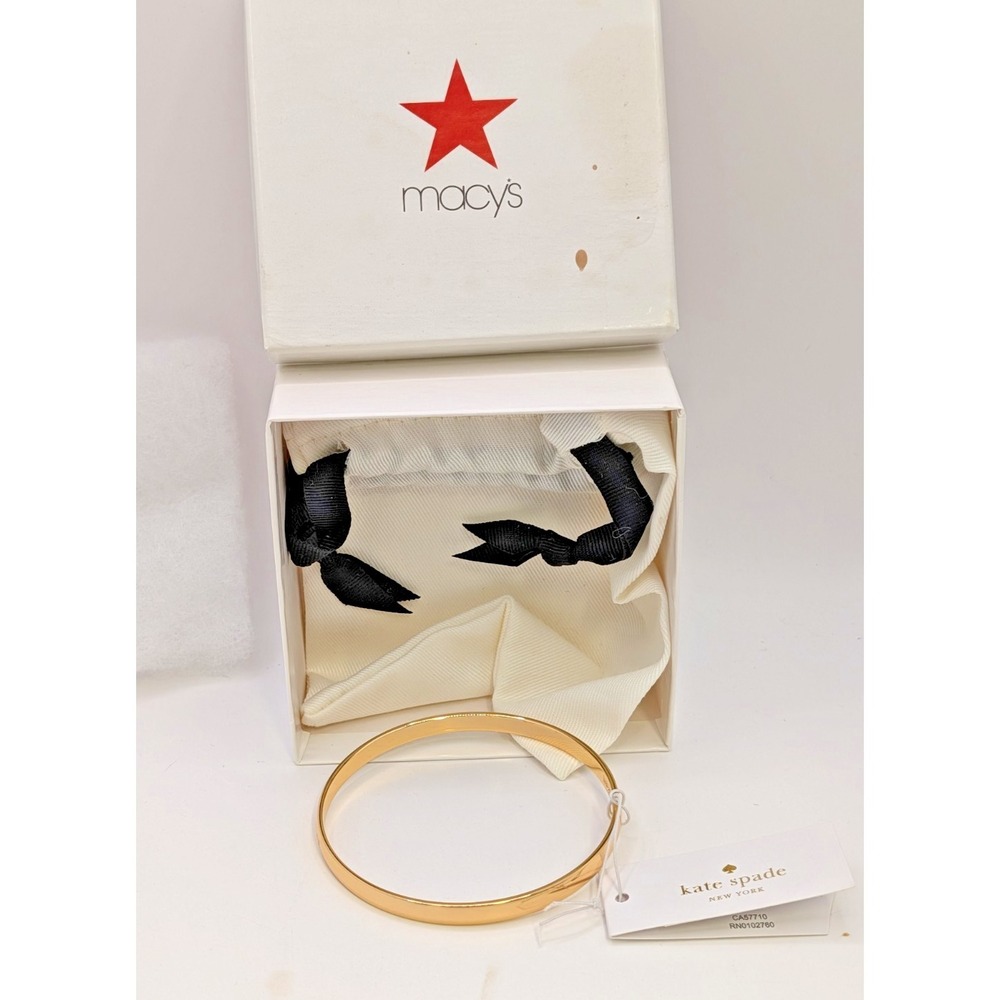 Kate Spade New York Idiom Bangle "WomanPower"  Gold Tone Bracelet with bag